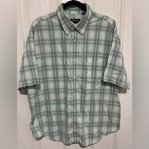 Orvis Men's Classic Collection Green & Blue Plaid Size XL 100% Cotton Shirt - Picture 3 of 15